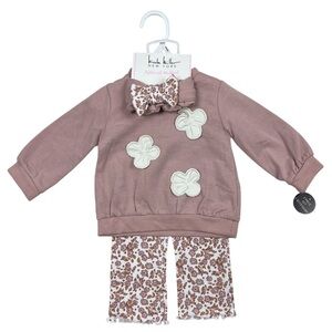 Nicole Miller Baby Girls 3-piece Matching Fleece Outfit Set - Size 3/6M